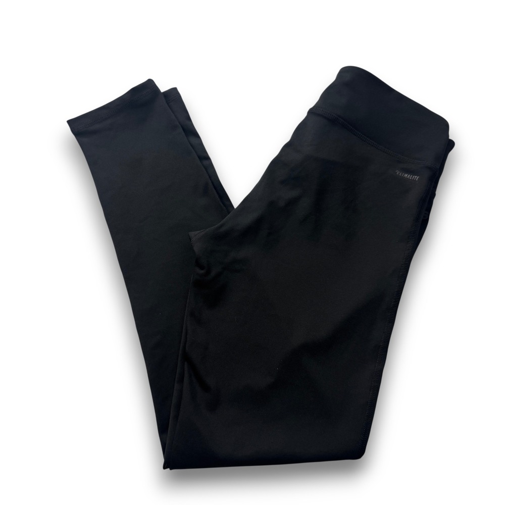Adidas Climalite Womens Black Vertical Logo Graphic Performance Leggings Size M